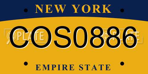 COS0886 New York License Plate