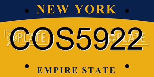 COS5922 New York License Plate