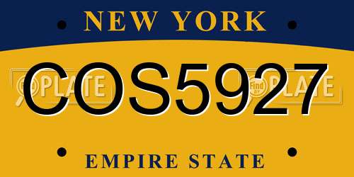 COS5927 New York License Plate