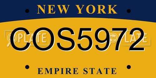 COS5972 New York License Plate