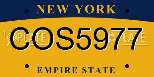 COS5977 New York License Plate