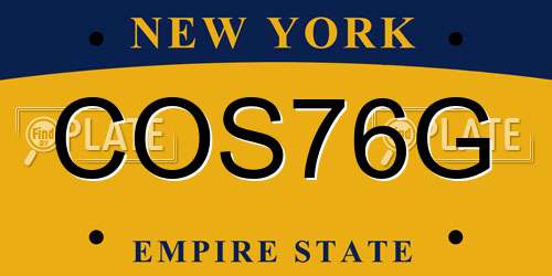 COS76G New York License Plate