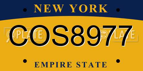 COS8977 New York License Plate
