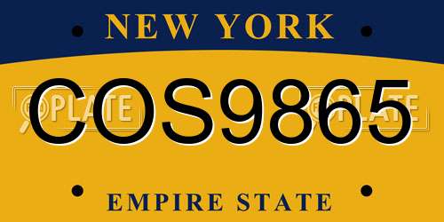 COS9865 New York License Plate