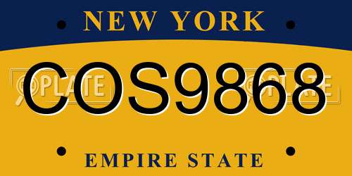 COS9868 New York License Plate