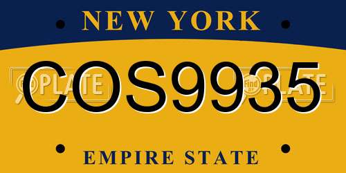 COS9935 New York License Plate