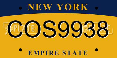 COS9938 New York License Plate