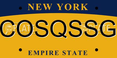 COSQSSG New York License Plate