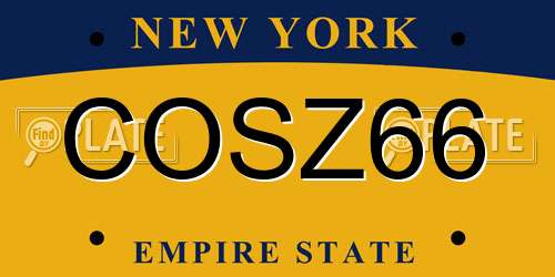 COSZ66 New York License Plate