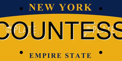 COUNTESS New York License Plate