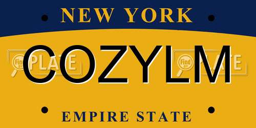 COZYLM New York License Plate