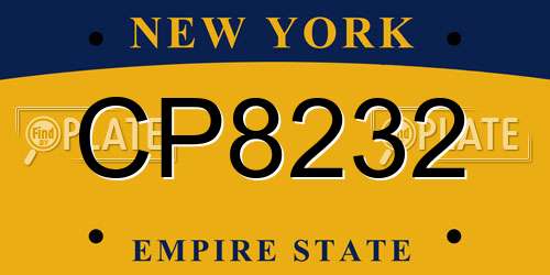 CP8232 New York License Plate