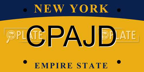 CPAJD New York License Plate