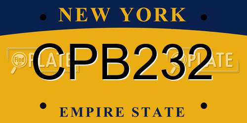 CPB232 New York License Plate