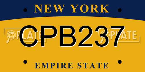CPB237 New York License Plate