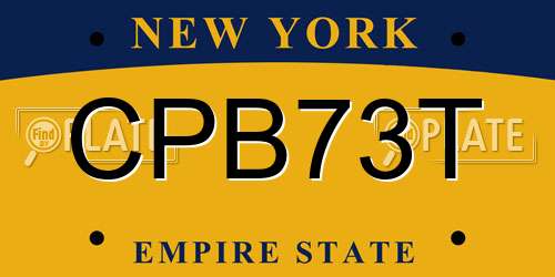 CPB73T New York License Plate