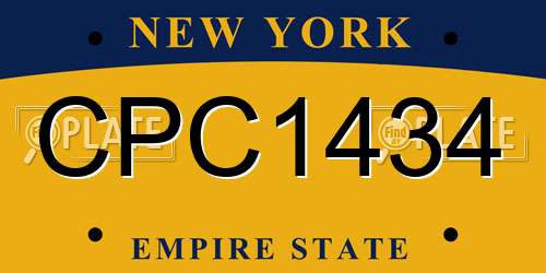 CPC1434 New York License Plate
