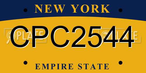 CPC2544 New York License Plate