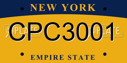 CPC3001 New York License Plate