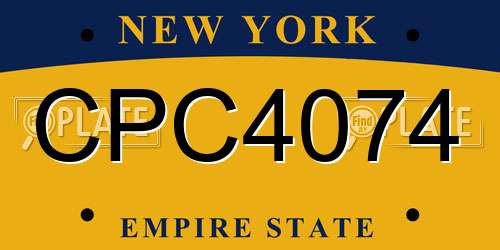 CPC4074 New York License Plate
