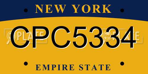 CPC5334 New York License Plate