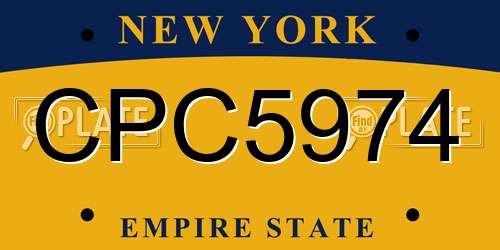 CPC5974 New York License Plate