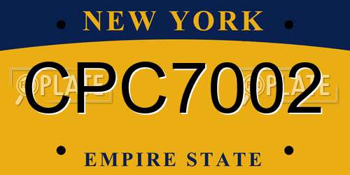 CPC7002 New York License Plate