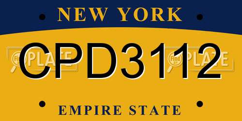 CPD3112 New York License Plate