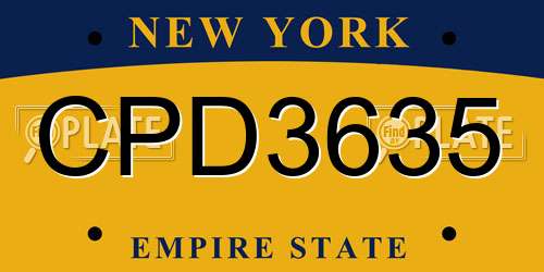 CPD3635 New York License Plate