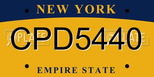 CPD5440 New York License Plate