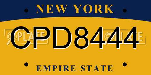 CPD8444 New York License Plate