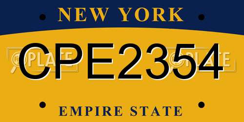 CPE2354 New York License Plate