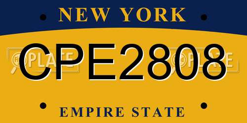 CPE2808 New York License Plate