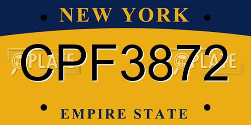 CPF3872 New York License Plate