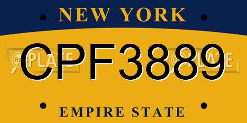 CPF3889 New York License Plate