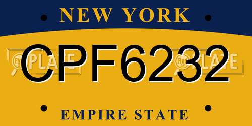CPF6232 New York License Plate