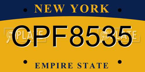 CPF8535 New York License Plate