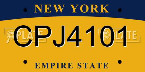 CPJ4101 New York License Plate