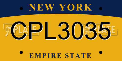 CPL3035 New York License Plate
