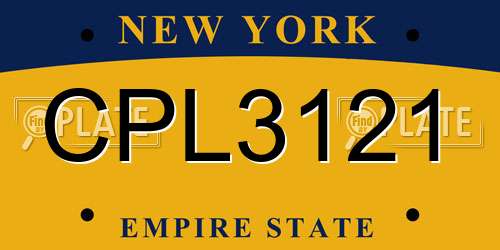CPL3121 New York License Plate