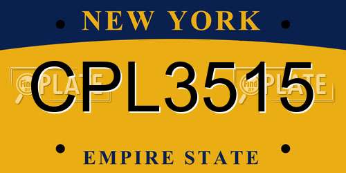 CPL3515 New York License Plate