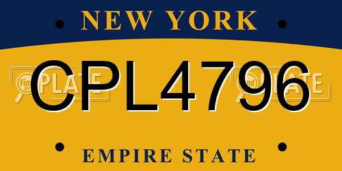 CPL4796 New York License Plate
