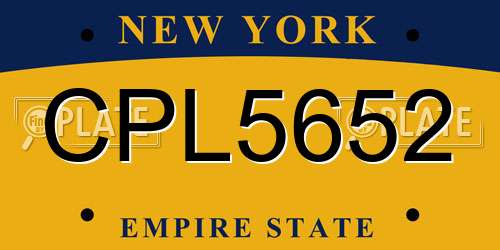 CPL5652 New York License Plate