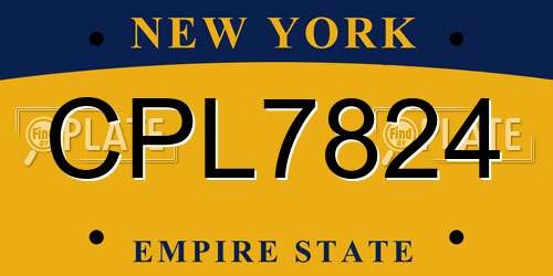 CPL7824 New York License Plate