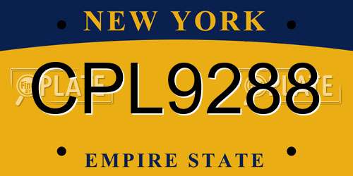 CPL9288 New York License Plate