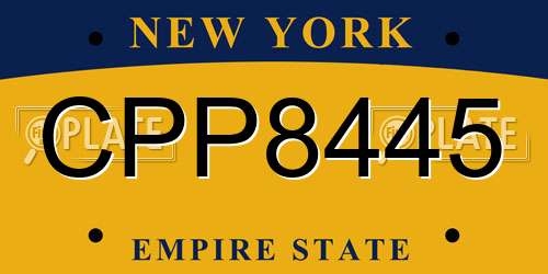 CPP8445 New York License Plate