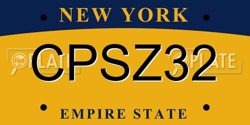 CPSZ32 New York License Plate