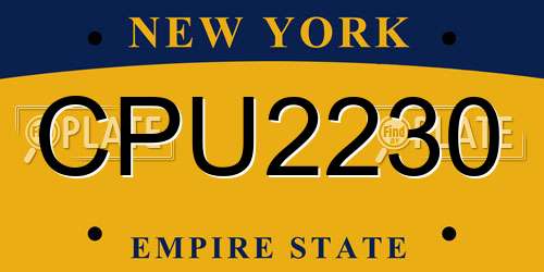 CPU2230 New York License Plate