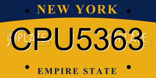 CPU5363 New York License Plate