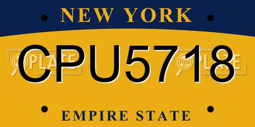 CPU5718 New York License Plate
